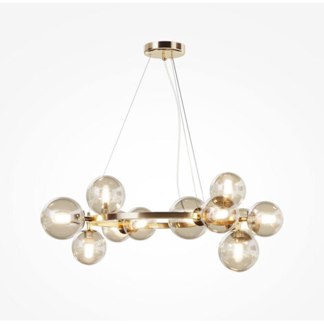 Maytoni Dallas Modern 1 Globe Pendel-Deckenleuchte Gold, Schirm Cognac, G9