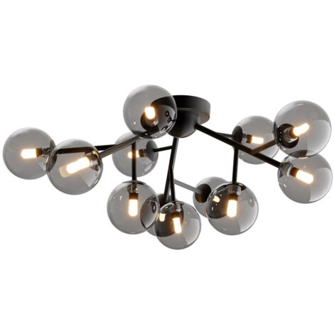 Maytoni Dallas Plafoniera moderna a globo a 12 luci nero opaco, paralume nero, G9