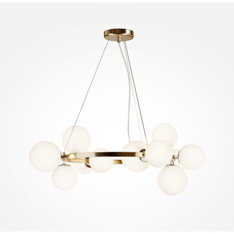 Maytoni Dallas Plafoniera moderna a sospensione a 1 globo oro, paralume bianco opaco, G9