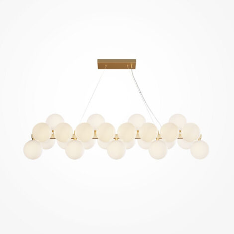 Maytoni Dallas Plafoniera moderna a sospensione a 25 barre luminose oro, paralume bianco opaco, G9