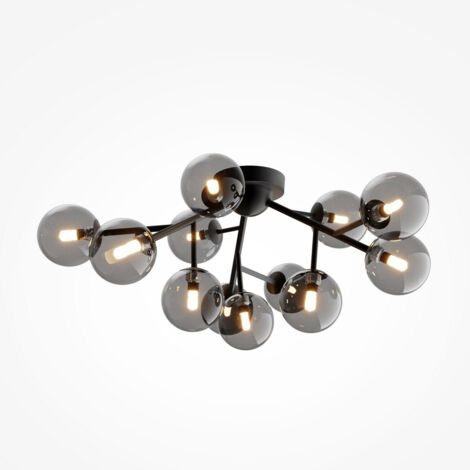 Maytoni Dallas Plafonnier globe moderne à 12 lumières noir mat, abat-jour noir, G9
