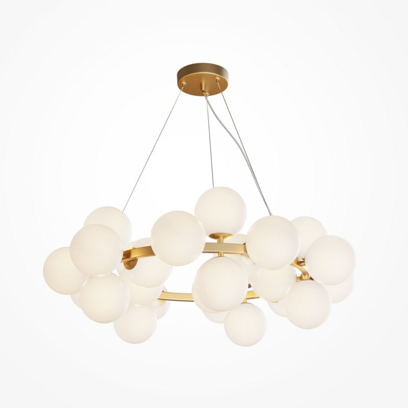 Maytoni - Dallas Plafonnier suspendu moderne à 25 ampoules Globe doré, abat-jour blanc mat, G9