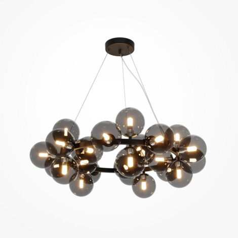 Maytoni Dallas Plafonnier suspendu moderne à 25 ampoules Globe noir, abat-jour fumé, G9
