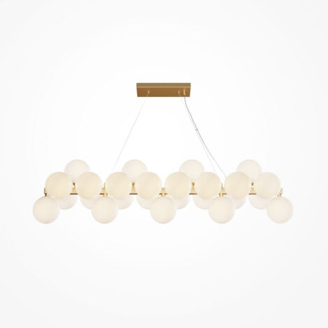 Maytoni Dallas Plafonnier suspendu moderne à 25 lumières doré, abat-jour blanc mat, G9