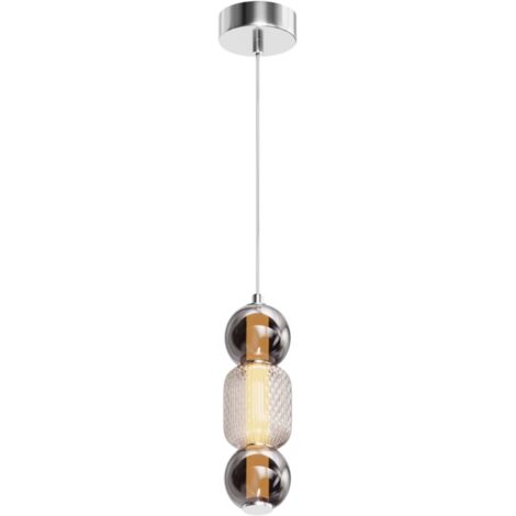 Maytoni Drop Lampadario a sospensione moderno e sottile, cromato, 3000K, 2000lm, paralume colorato