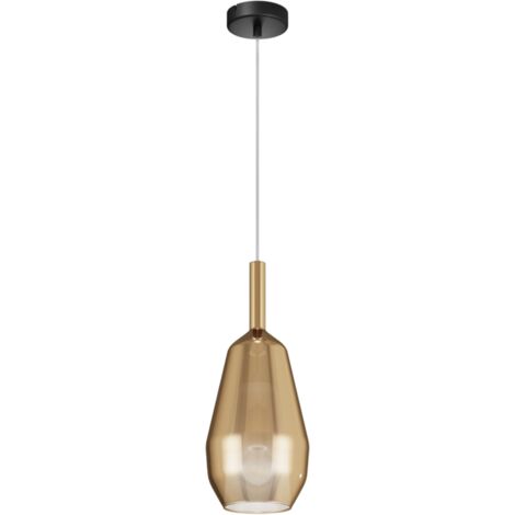 Maytoni Duality Lampadario moderno a sospensione a cupola da 16 cm, nero, paralume dorato 1xE27