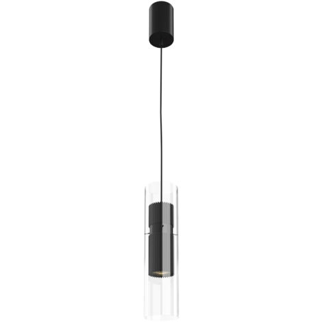 Maytoni Dynamics Lampadario moderno sottile a sospensione nero con paralume in vetro 1xGU10
