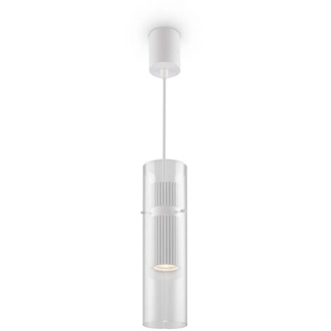 Maytoni Dynamics Plafonnier moderne et fin, blanc, 1 abat-jour en verre GU10