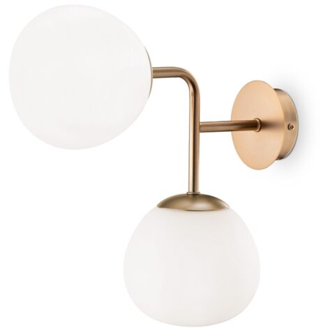 Maytoni Erich Applique moderne a globo oro 2xE14 paralume bianco