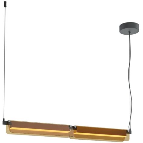 Maytoni Flat Lampada a sospensione moderna da soffitto, colore nero 3000K, 2480lm, paralume ambra