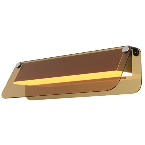 Maytoni Flat Lampada da parete moderna a LED integrata da 30 cm, nera, 3000K, 730 lm, paralume ambra