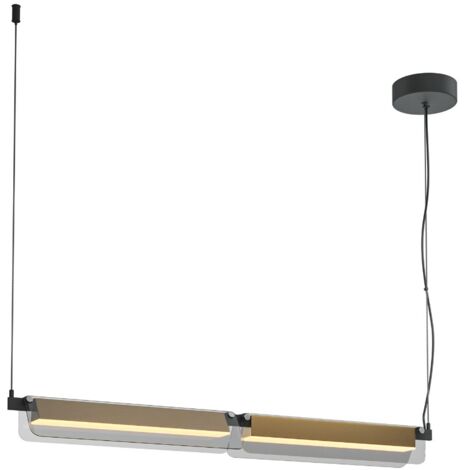 Maytoni Flat Lampadario moderno a sospensione da bar nero e ottone 3000K 2480lm paralume grigio
