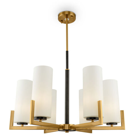 Maytoni Fortano Lampadario moderno Fortano a 6 luci in ottone con paralume in vetro
