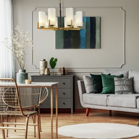 Maytoni Fortano Lampadario moderno Fortano a 8 luci in ottone con paralume in vetro