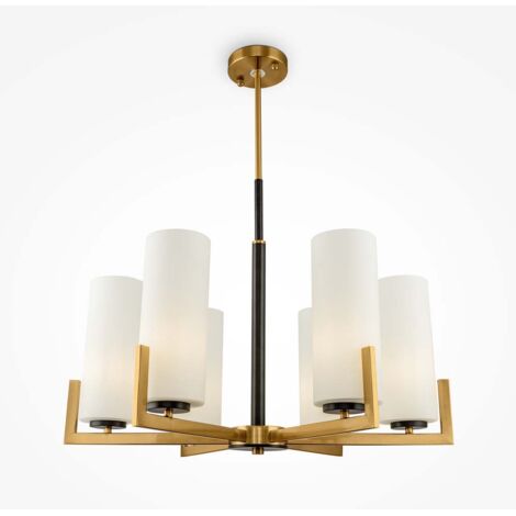 Maytoni Fortano Moderner Fortano Kronleuchter aus Messing, 6-flammig, Glasschirm