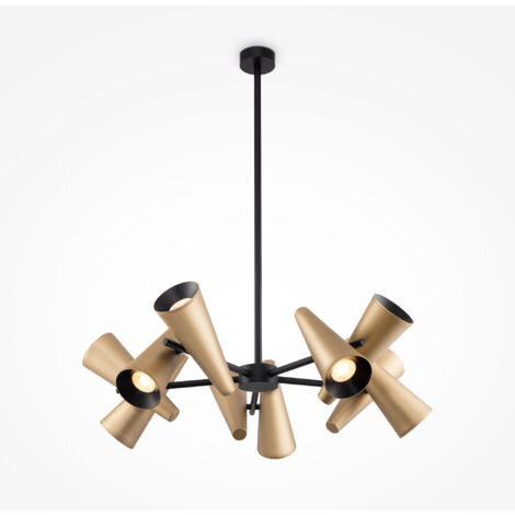 Maytoni Giro Plafonnier moderne à 10 lampes à bras multiples en laiton GU10