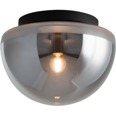 Maytoni Glassy Lampada da soffitto moderna a globo nera 1xE27 paralume fumé