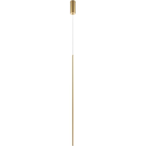 Maytoni Halo Lampadario a sospensione moderno, lungo e sottile, in ottone, 1100 lm, paralume bianco