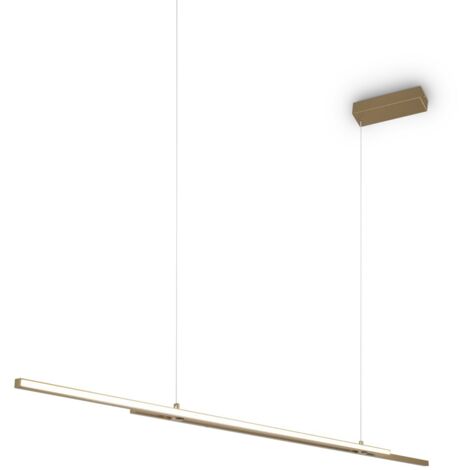 Maytoni Halo Lampadario moderno a sospensione da soffitto da 150 cm in ottone con paralume bianco da 1650 lm