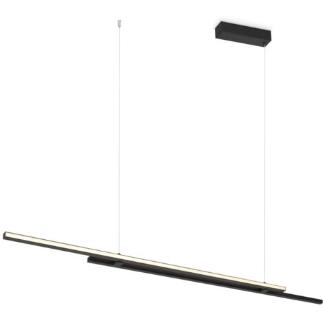 Maytoni Halo Lampadario moderno a sospensione da soffitto da 150 cm, nero, paralume bianco da 1100 lm