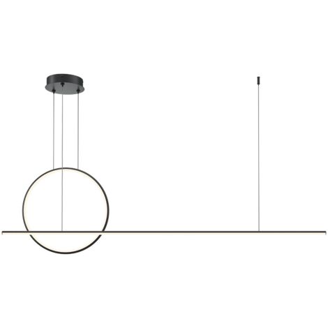Maytoni Halo Ring Lampadario moderno a sospensione da soffitto da 143 cm, nero, paralume bianco da 1500 lm