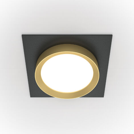 Maytoni Hoop Downlight Encastré Carré Noir, Or GX53