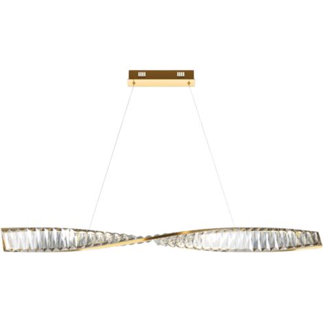 Maytoni Krone Lampadario moderno a sospensione da soffitto da 100 cm in ottone, 3000 K, 1900 lm, paralume in cristallo
