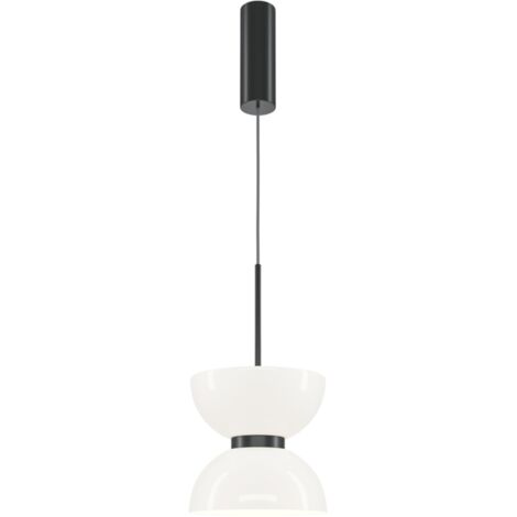 Maytoni Kyoto Lampada a sospensione moderna e sottile, nera, 3000K, 1300lm, paralume bianco