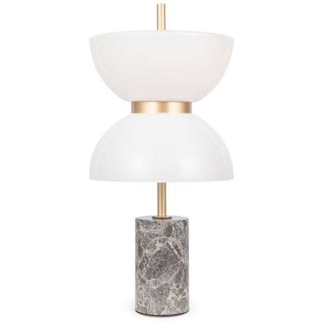 Maytoni Kyoto Lampada da tavolo moderna a LED integrata oro e grigio 3000K 500lm paralume bianco