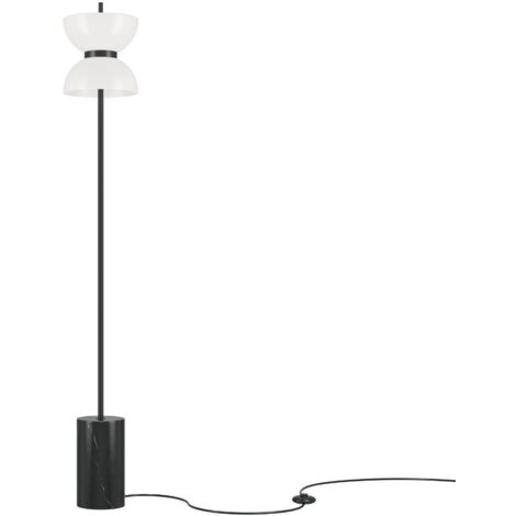Maytoni Kyoto Lampada da terra moderna nera 3000K 1300lm paralume bianco