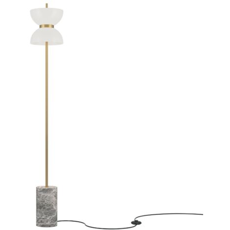 Maytoni Kyoto Lampada da terra moderna oro e grigio 3000K 1300lm paralume bianco