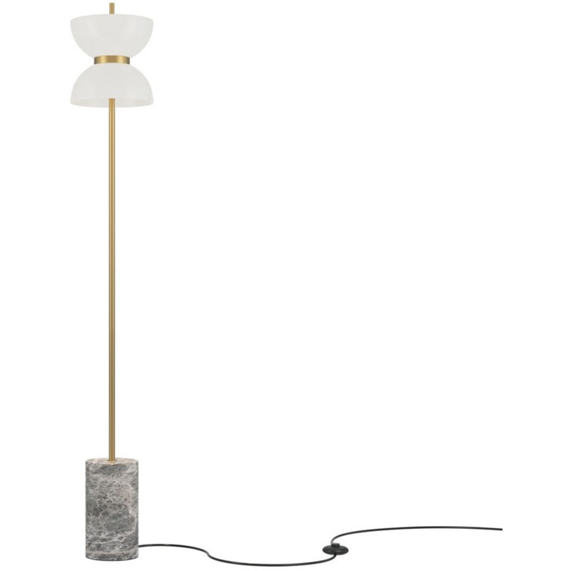 Maytoni Kyoto Lampadaire moderne doré et gris 3000K 1300lm abat-jour blanc Maytoni Kyoto Lampadaire moderne doré et gris 3000K 1300lm abat-jour blanc