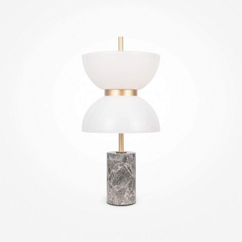 Maytoni Kyoto Lampe de table LED intégrée moderne dorée et grise 3000 K 500 lm abat-jour blanc Maytoni Kyoto Lampe de table LED intégrée moderne dorée et grise 3000 K 500 lm abat-jour blanc