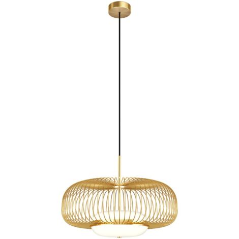 Maytoni Levitation Lampadario moderno a sospensione con struttura in filo metallico, ottone, 3000K, 500lm, paralume bianco