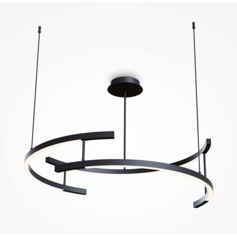 Maytoni Line Plafonnier suspendu moderne intégré noir, 3000K