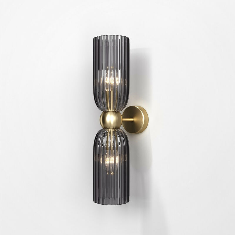 Antic Modern 2 Light Up & Down Wall Lamp Gold, Grey Shade, E14 - Maytoni