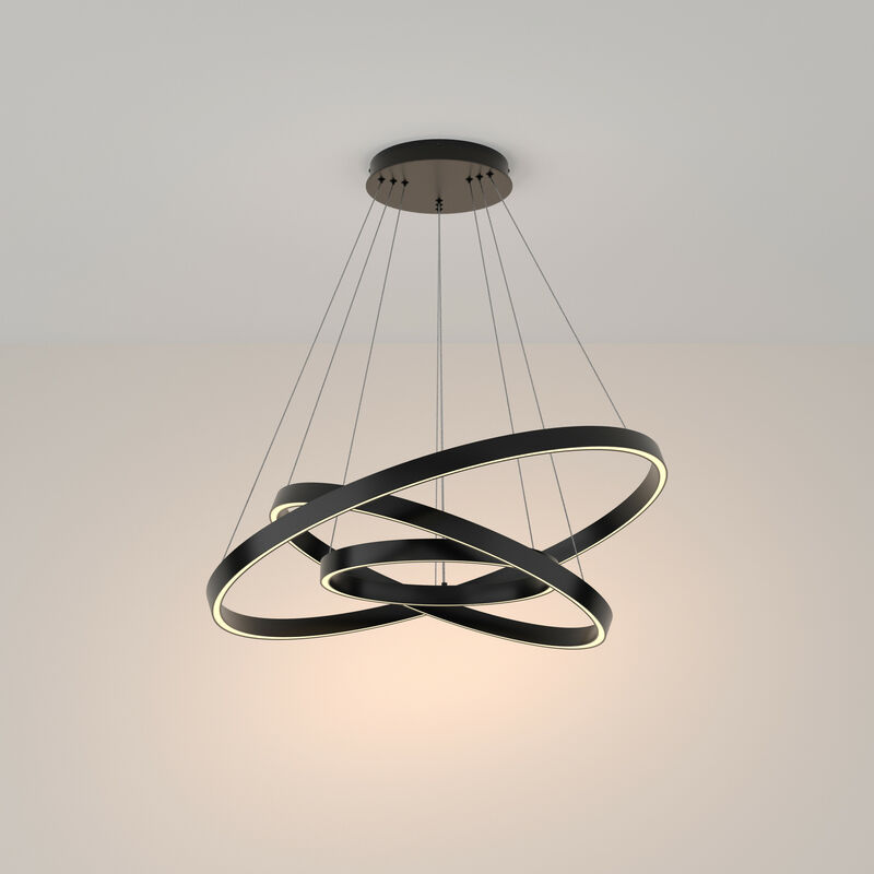 Rim Triple Ring Modern Integrated led Pendant Ceiling Light Black, 80cm, 3000K - Maytoni