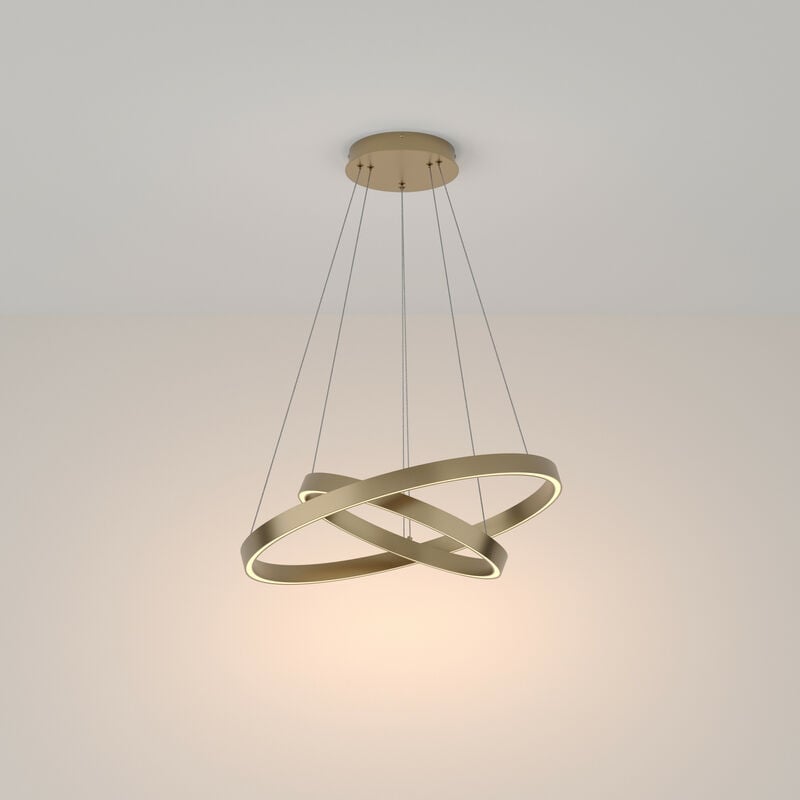 Rim Twin Ring Modern 2 Light Integrated led Pendant Ceiling Light Brass, 60cm, 3000K - Maytoni