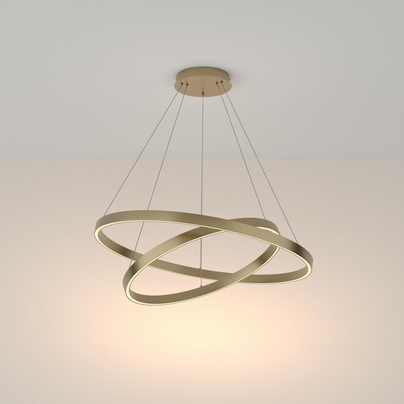 Rim Twin Ring Modern 2 Light Integrated led Pendant Ceiling Light Brass, 80cm, 3000K - Maytoni