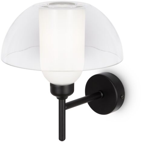 Maytoni Memory Lampada da parete moderna a cupola nera con paralume in vetro 1xE14