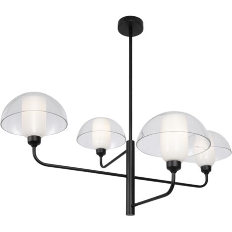 Maytoni Memory Lampadario moderno a sospensione multibraccio nero con paralume in vetro 4xE14