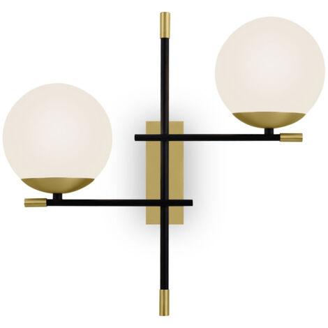 Maytoni Nostalgia Lampada da parete moderna Nostalgia 2 luci oro opaco con paralume in vetro