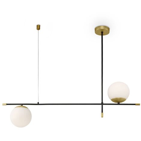 Maytoni Nostalgia Lámpara colgante Modern Nostalgia de 2 luces en oro mate con pantallas de cristal