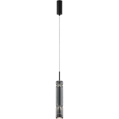Maytoni Ordo Lampada a sospensione moderna e sottile, colore nero 3000K, 920lm, paralume fumé