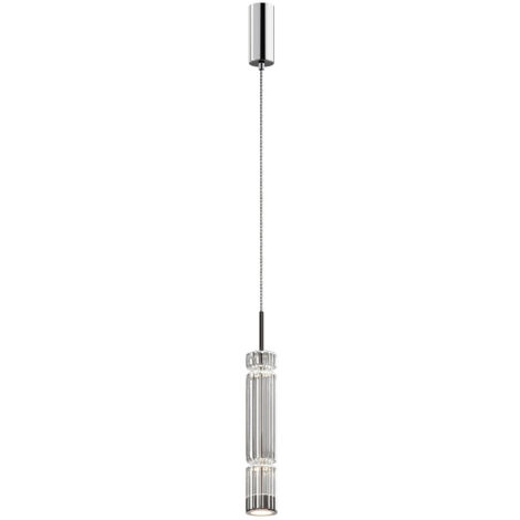 Maytoni Ordo Lampada a sospensione moderna e sottile, cromata, 3000K, 920lm, paralume in vetro