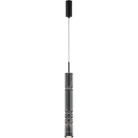 Maytoni Ordo Lampadario a sospensione moderno alto e sottile, nero 3000K, 920lm, paralume fumé
