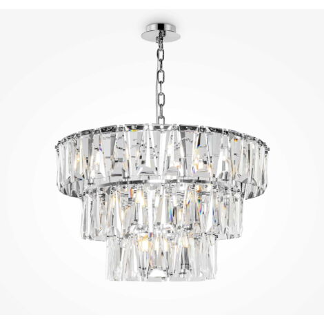 Maytoni Puntes Plafonnier moderne Puntes à 3 niveaux et 18 lumières en chrome