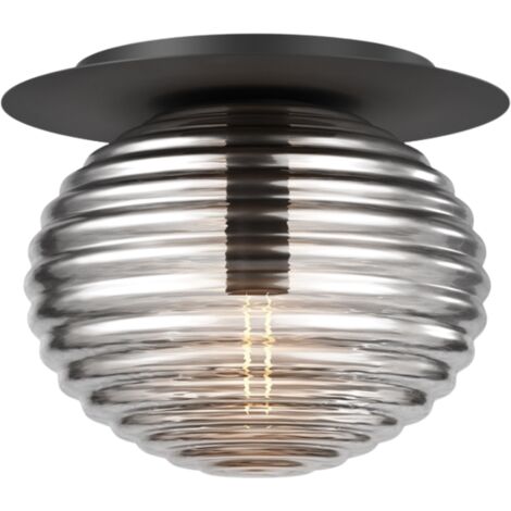 Maytoni Reels Lampada da soffitto moderna a globo nera 1xE27 paralume fumé