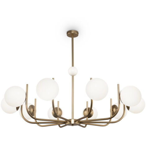 Maytoni Rendez-Vous Maytoni Modern - Rendez-vous Modern Rendez-vous Lampada da soffitto a sospensione in ottone a 10 luci con paralume in vetro