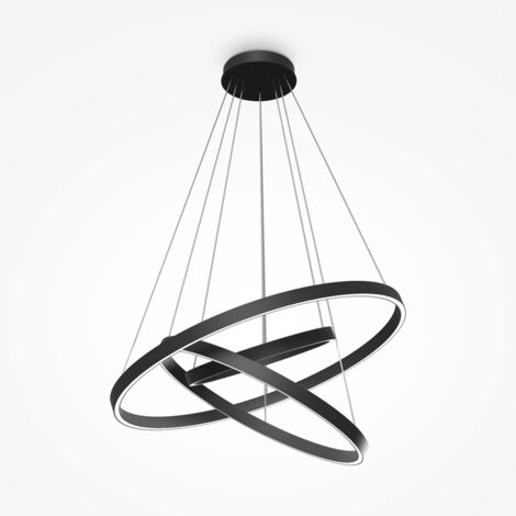 Maytoni Rim Plafoniera a sospensione circolare a 3 livelli a LED nero con bordo moderno integrato